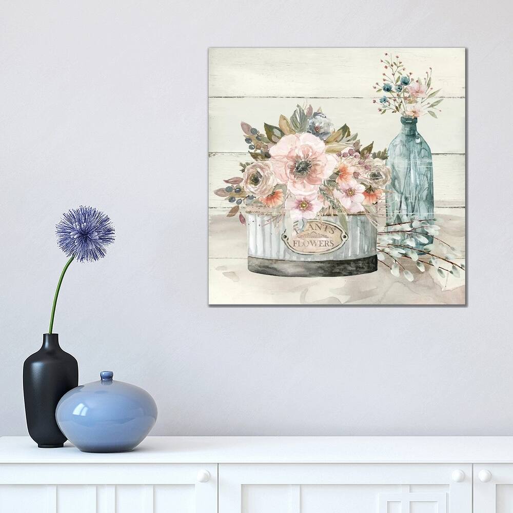 iCanvas "Shiplap Plants & Flowers" by Carol Robinson Canvas Print