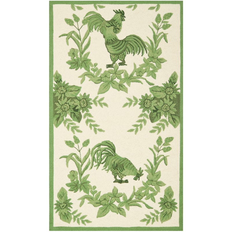 SAFAVIEH Handmade Chelsea Inis French Country Wool Rug - 3'9" x 5'9" - Light Green