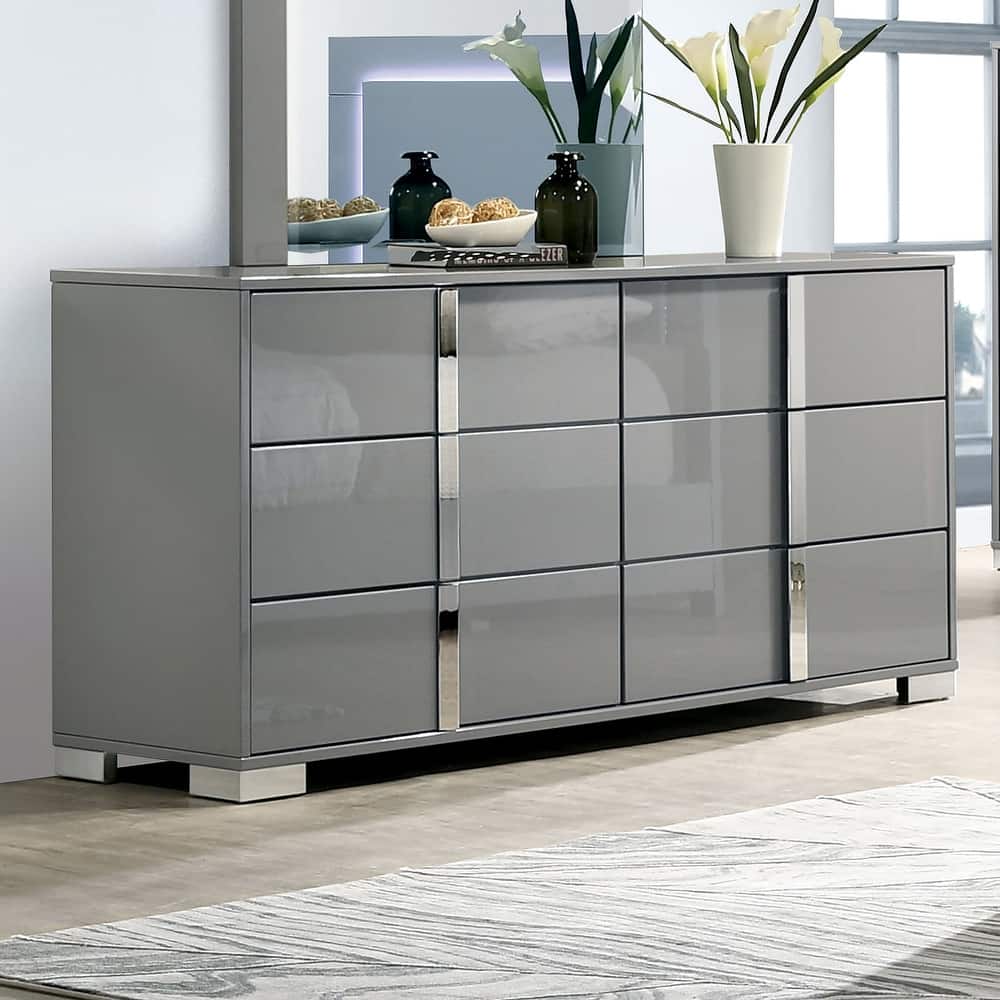 Furniture of America Erina Modern Glossy 6-Drawer Dresser