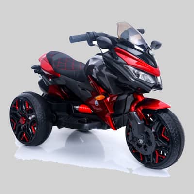 Battery Powered Kids 12V Motorcycle, Ride-On Toy with Lighting Wheels, Music, Training Wheels, and Manual Throttle