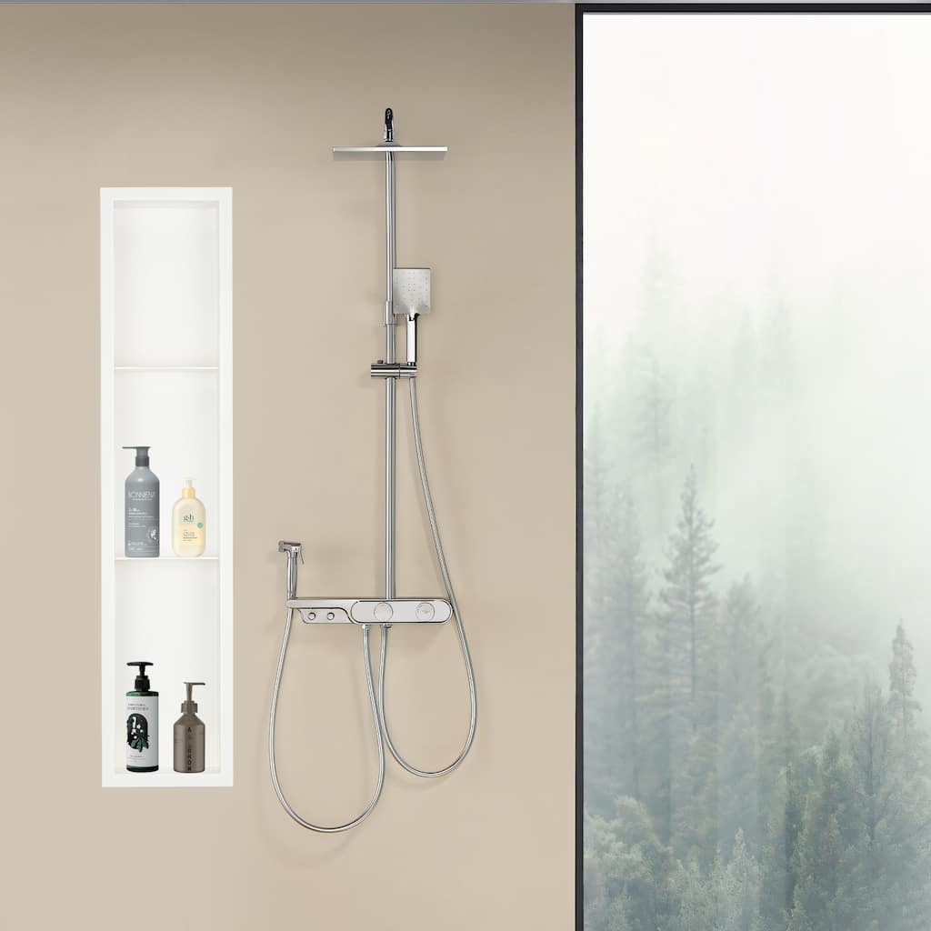 36"x9" Stainless Steel 18 Gauge White Cream Rectangular Recessed Shower Niche