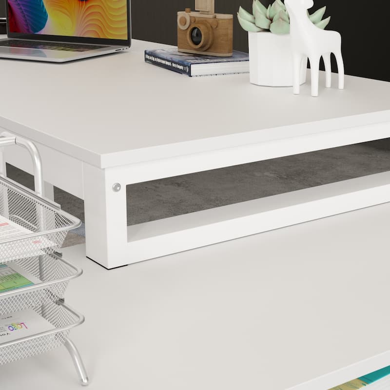 55" L-Shaped Computer Desk - Storage Workstation - 5 Colors Large