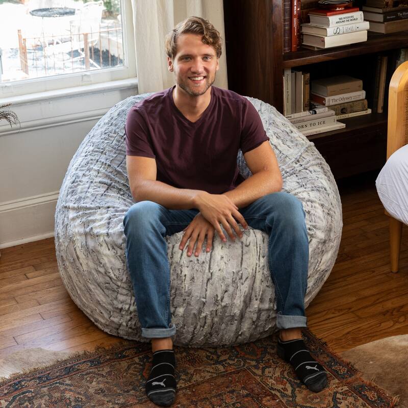 Jaxx 4' Foot Large Bean Bag Chair and Lounger for Teens and Young Adults - Luxe Faux Synthetic Fur