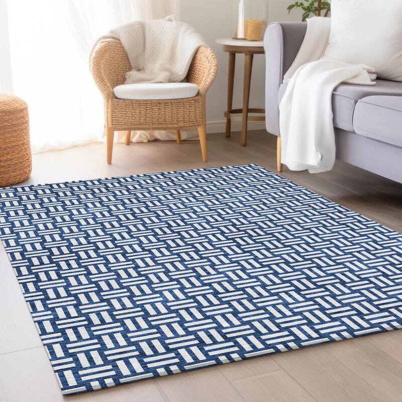 Premium Washable Super Soft Modern Weave Mayfield Rug - Navy - 10' x 14'