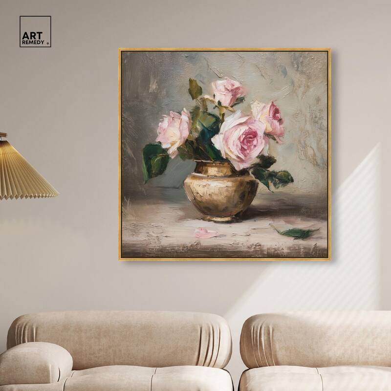 Pink Petals and Brass Canvas by Art Remedy