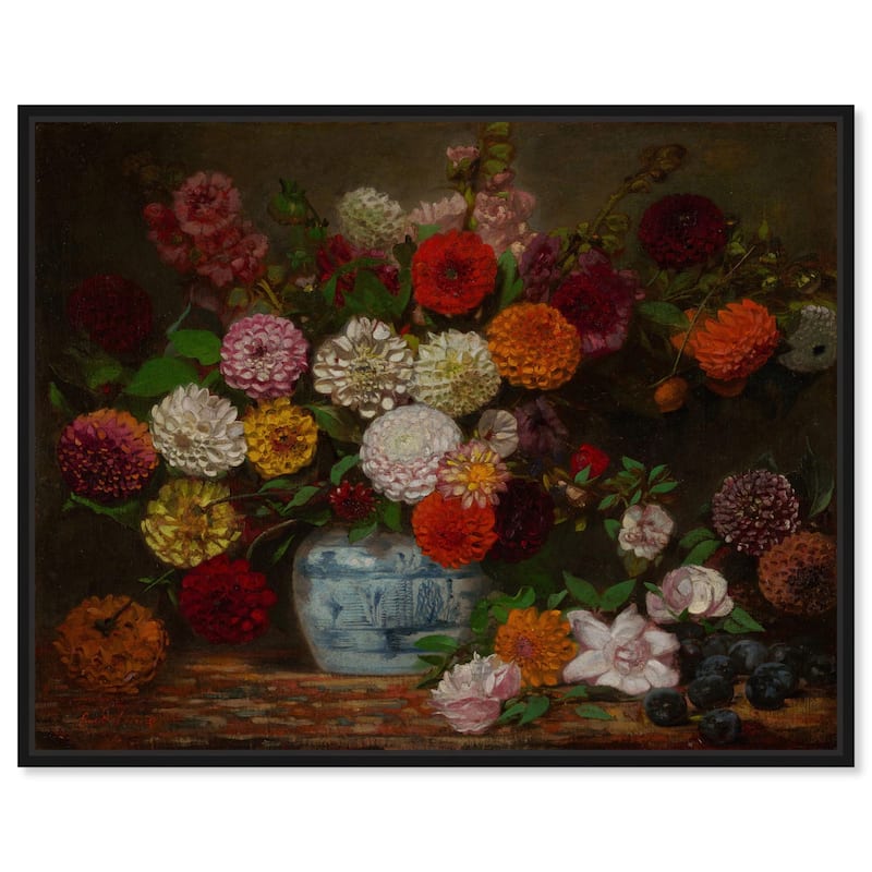Still Life with Dahlias Canvas by Art Remedy - Black - 36" x 30"
