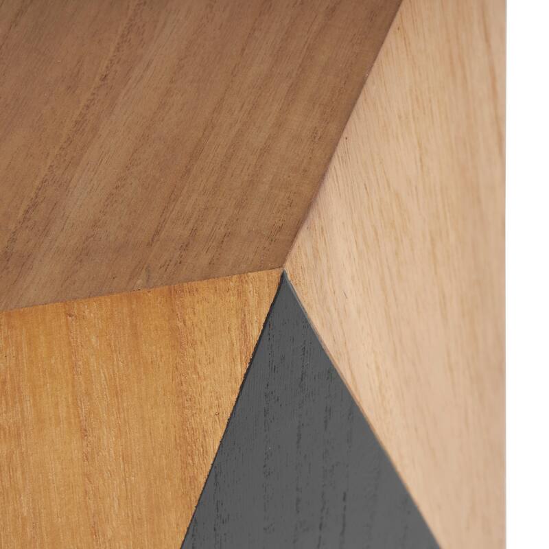 Brown Wood Diamond Accent Table with Black Accents