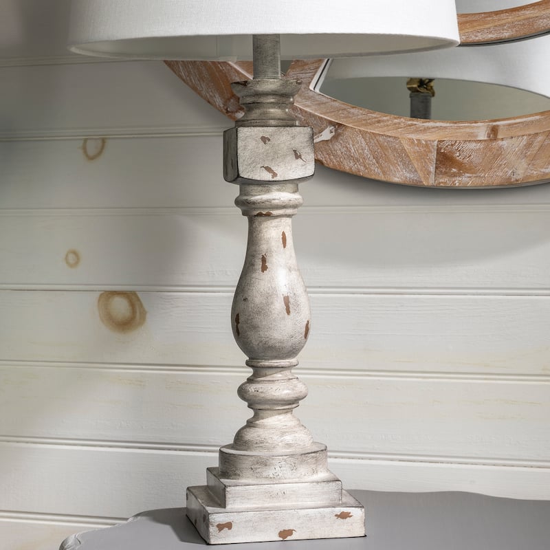 Ed Rustic Distressed Gray Table Lamp - 14"Rnd x 29"H