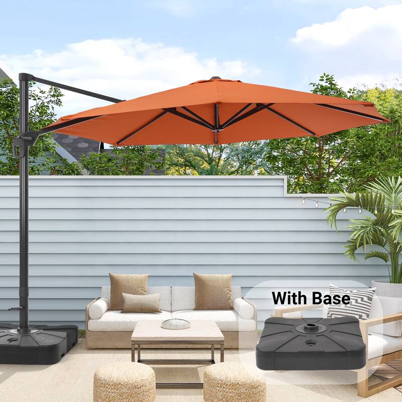 Bonosuki 11FT Patio Cantilever Umbrella With Resin Base - Red