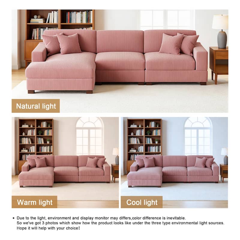 Oversized L-shaped Modular Sectional Sofa with Chaise Lounge