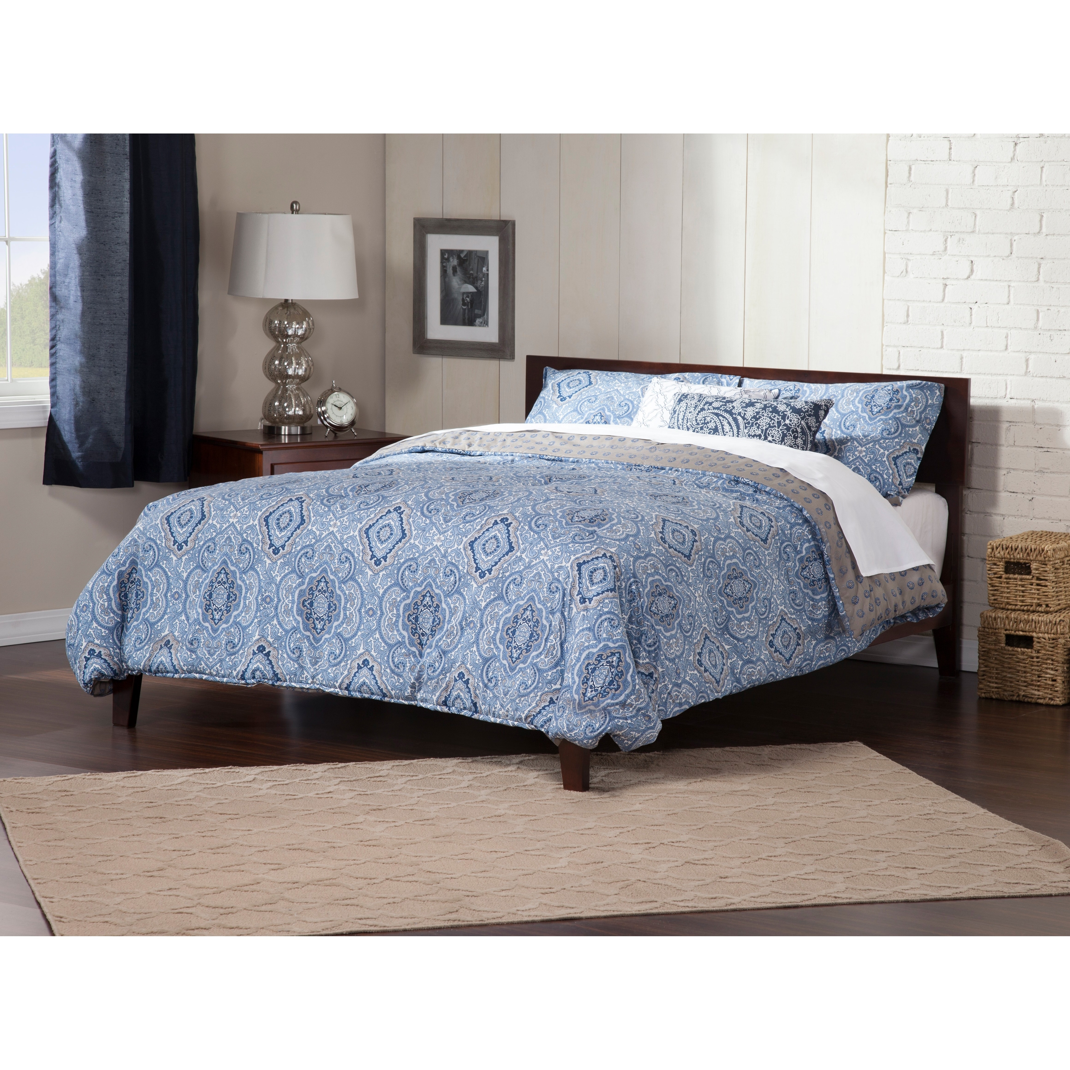 Orlando King Low Profile Solid Wood Platform Bed in Walnut