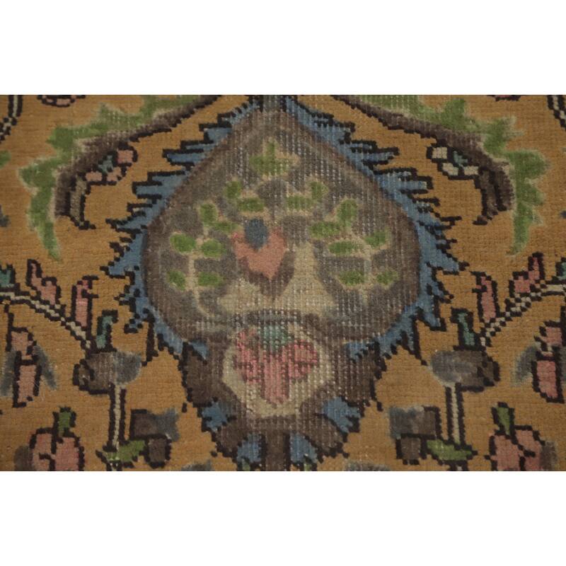 Hand Knotted Oriental 100% Wool Carpet Traditional Floral Oranges & Rust Tabriz Area Rug - 12' 7'' X 9' 10''