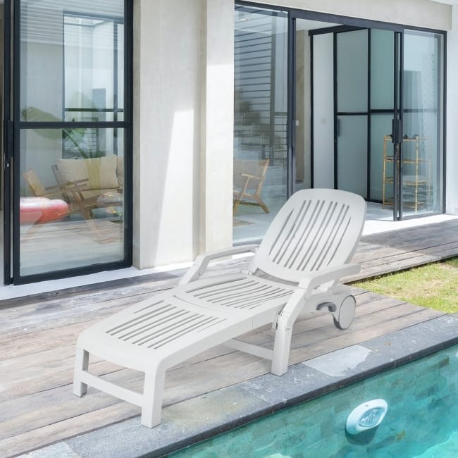 Versatile Adjustable Outdoor Sun Lounger with All-Weather Wheels - 65.5" x 29" x16.5"-37" (L x W x H)