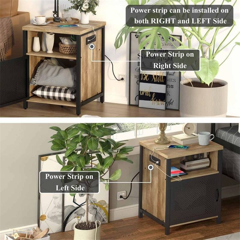 Side Table with Charging Station