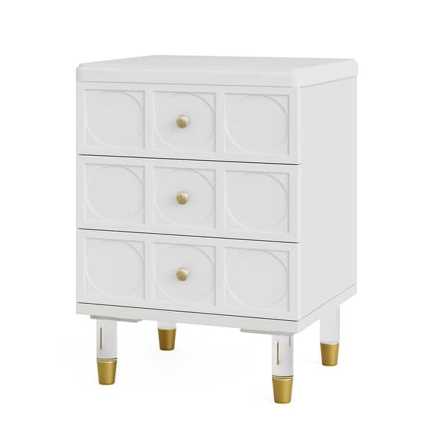 slide 2 of 14, 3-Drawer Bedside Table Nightstand for Bedroom