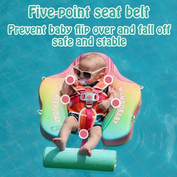Weight Limit Mambobaby Float Baby Float With Canopy Non Inflatable Baby Pool Float Upgraded Tail Infant Swim Trainer Water Float For Toddler Infant Baby Swim Float