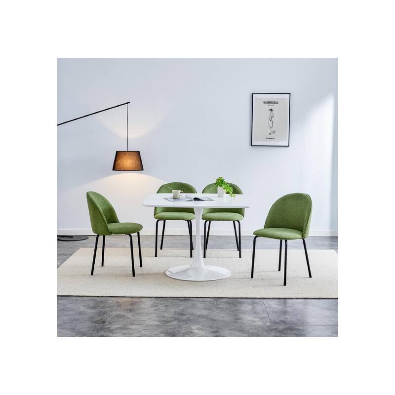 Modern Chair 2-Piece Set with Soft Seat and Comfortable Backrest，Powder-Coated Stainless Steel Frame