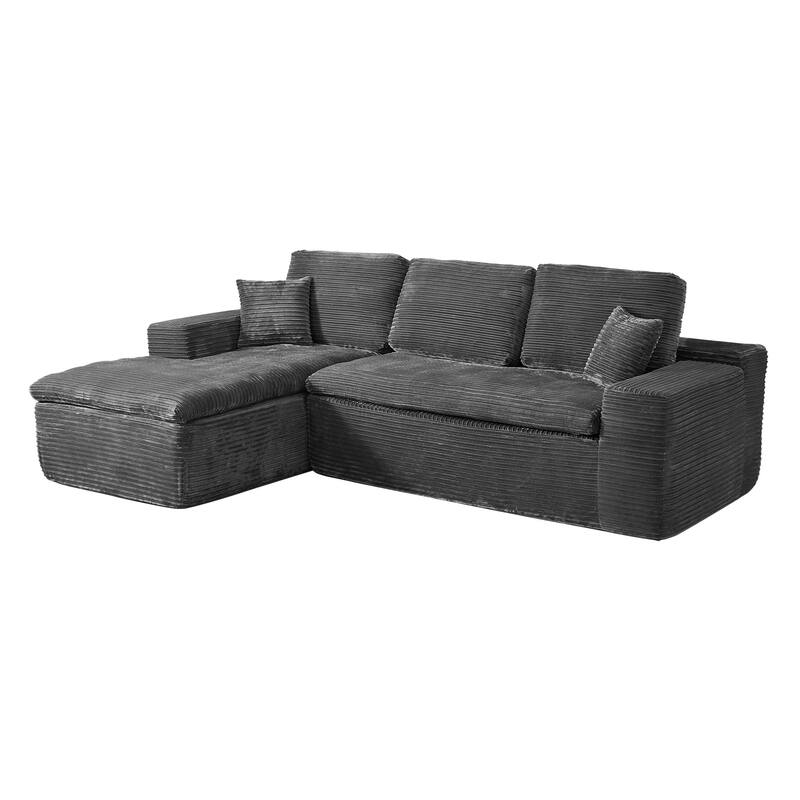 HOOOWOOO Modern Upholstered Fabric Sectional Sofa with Chaise