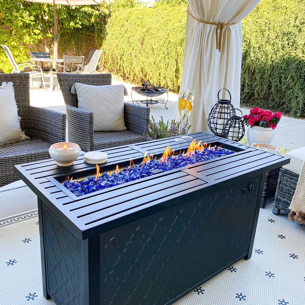 Rectangle propane fire shop pit