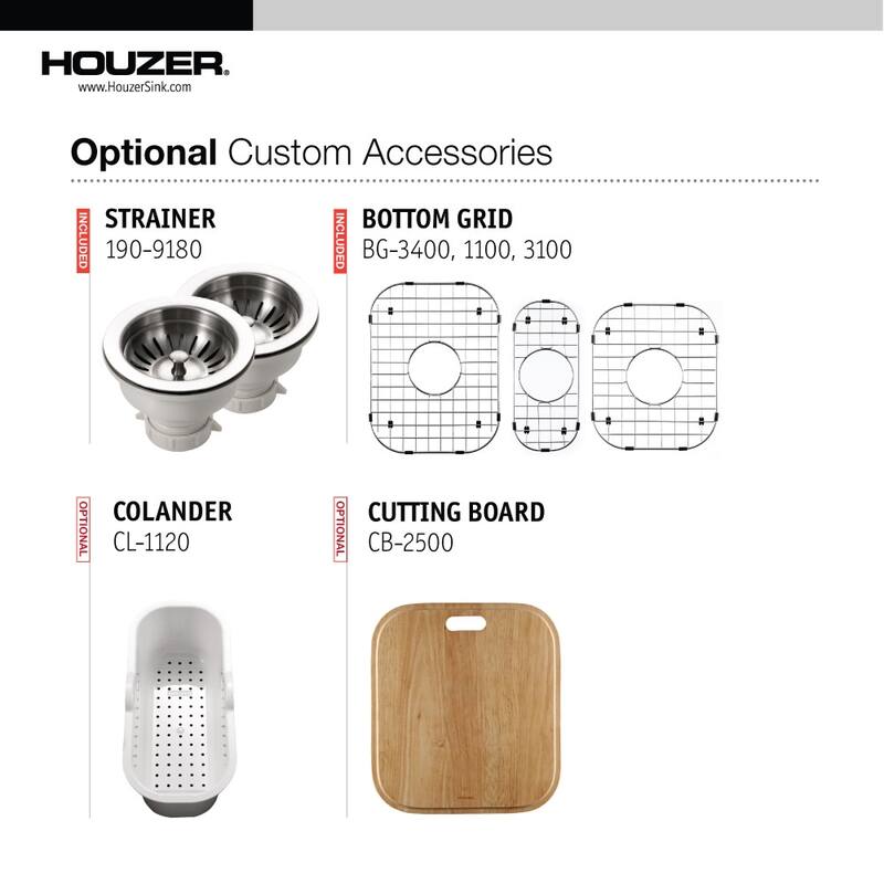 Houzer MGT-4120-C Medallion Gourmet 39-13/16" Undermount Triple Basin - Stainless Steel