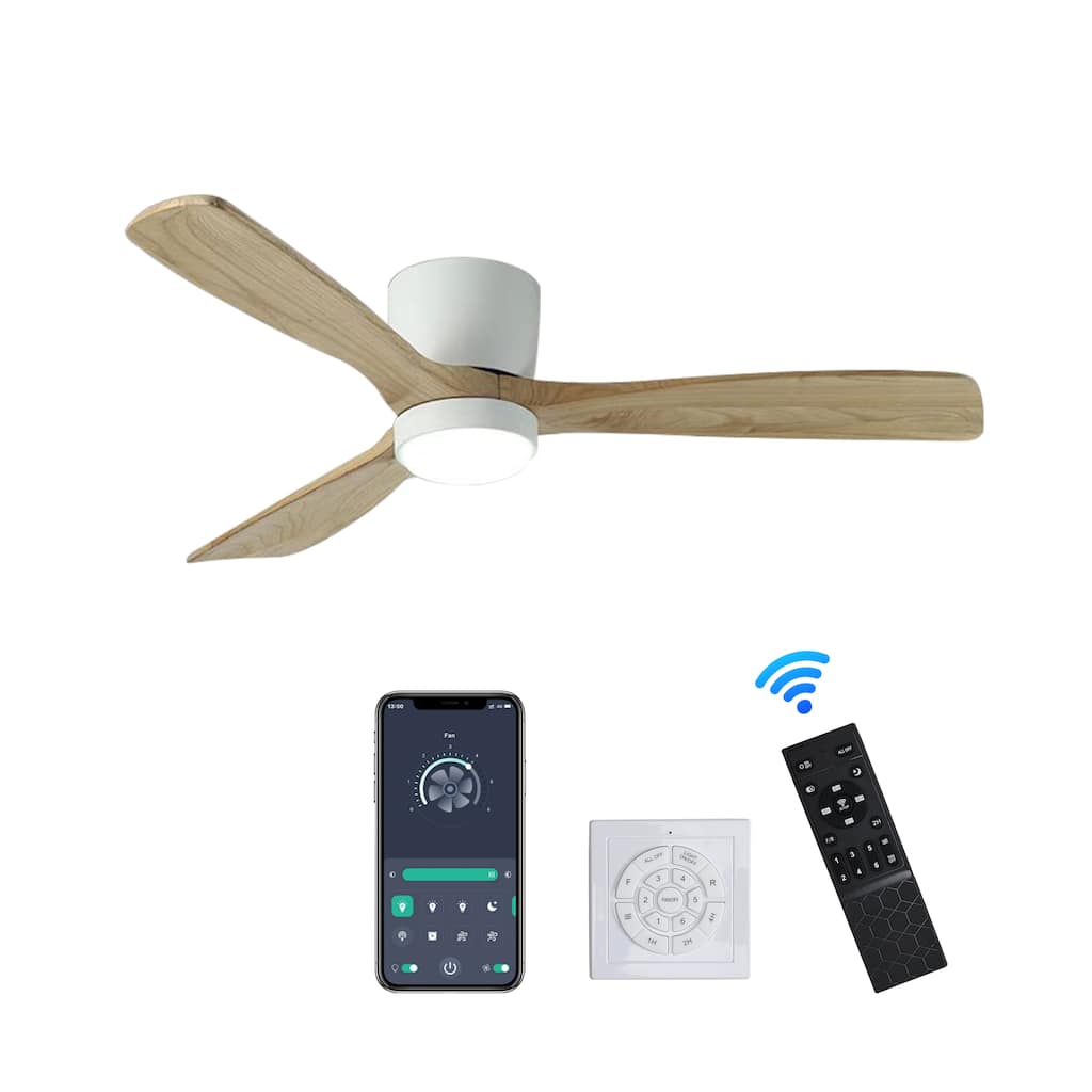 52 inch Ceiling Fans with Lights and Remote,Flush Mount Low Profile Ceiling Fan with Light,6 Speed,Reversible DC Motor
