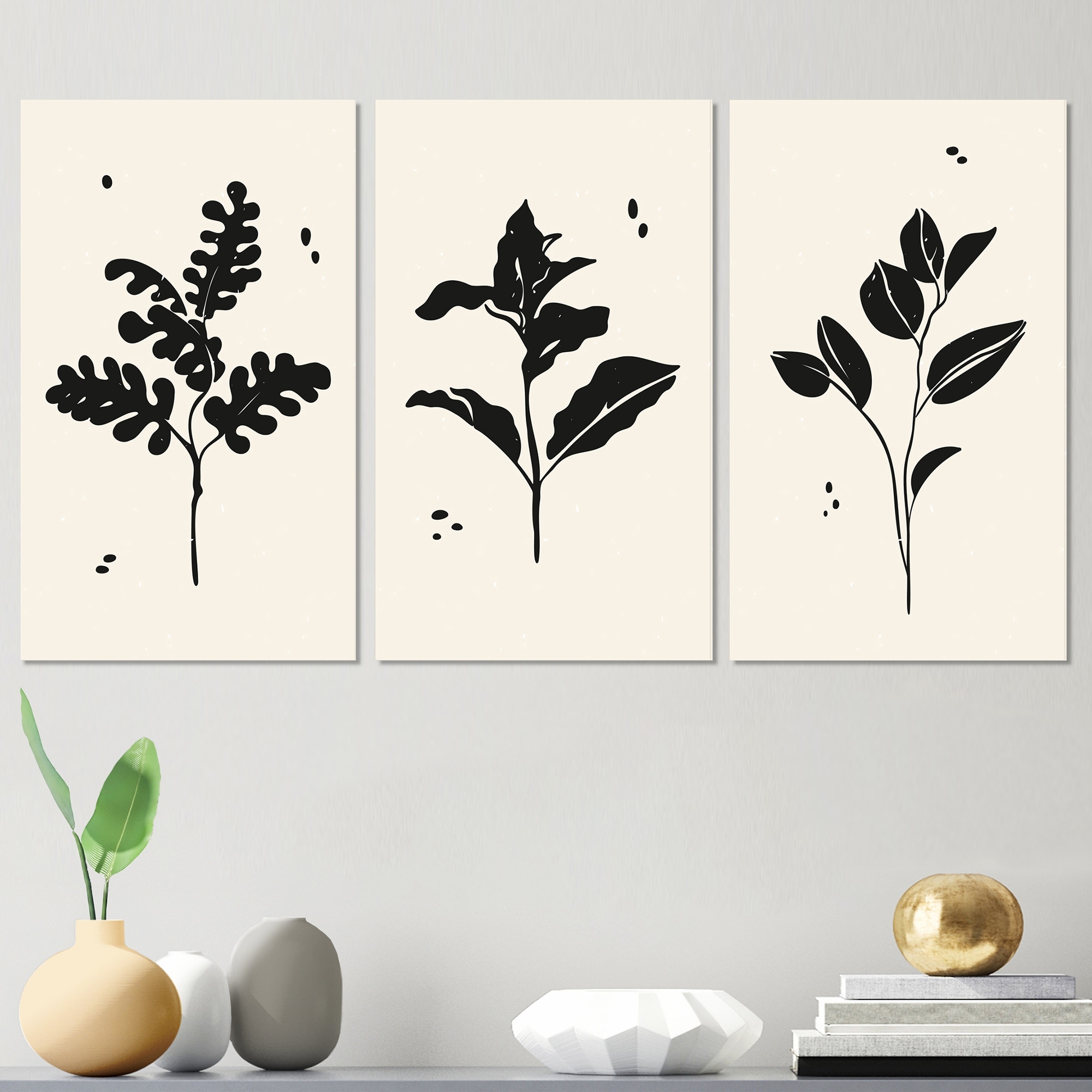 Designart Monochrome Vintage Minimal Geometrics XIII - Modern Abstract Wall Art Print for Contemporary Home Decor-image