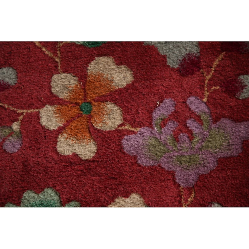 Vegetable Dye Art Deco Chinese Area Rug Handmade Wool Carpet - 2'0"x 3'11"
