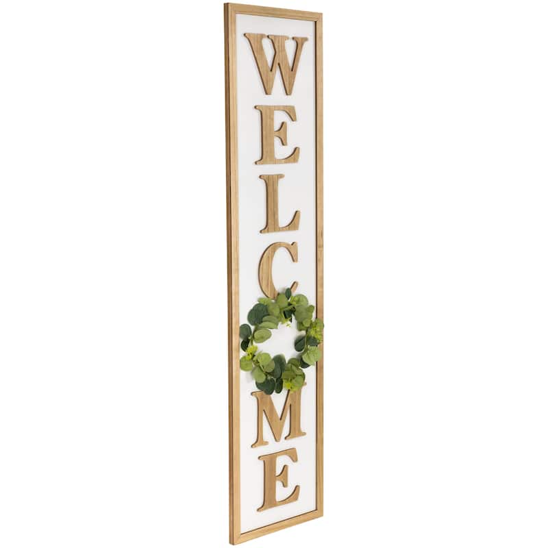 "Welcome" Wooden Framed Outdoor Porch Sign - 40"
