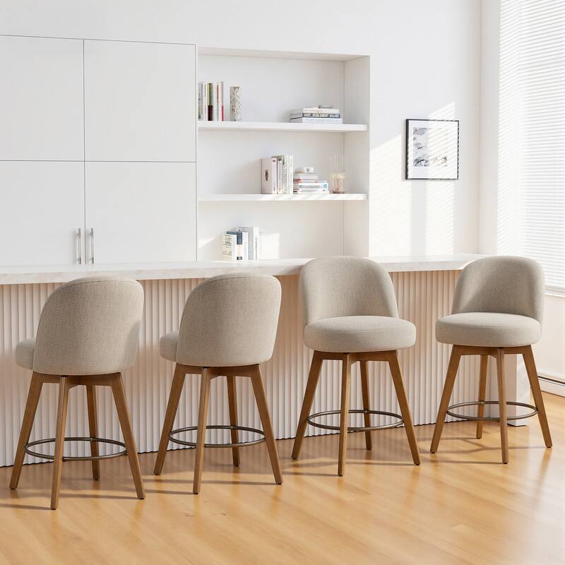 26" Upholstered Swivel Counter Stool With Solid Wood Frame - 37.8"H x 19.7"W x 23.2"D