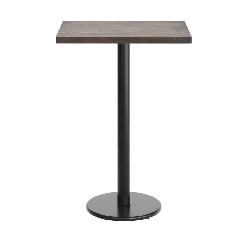 Rectangular Solid Wood Commercial Tabletop with 18" Round Bar Height Base - 24"W x 30"D x 42"H