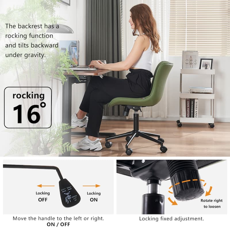 Ergonomic Office Chair Swivel Armless Desk Chair with Wheels