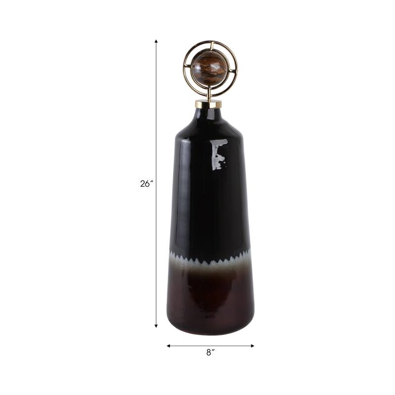 Glass Metal Decorative Vase Modern Transitional Sculptural Orb Accent