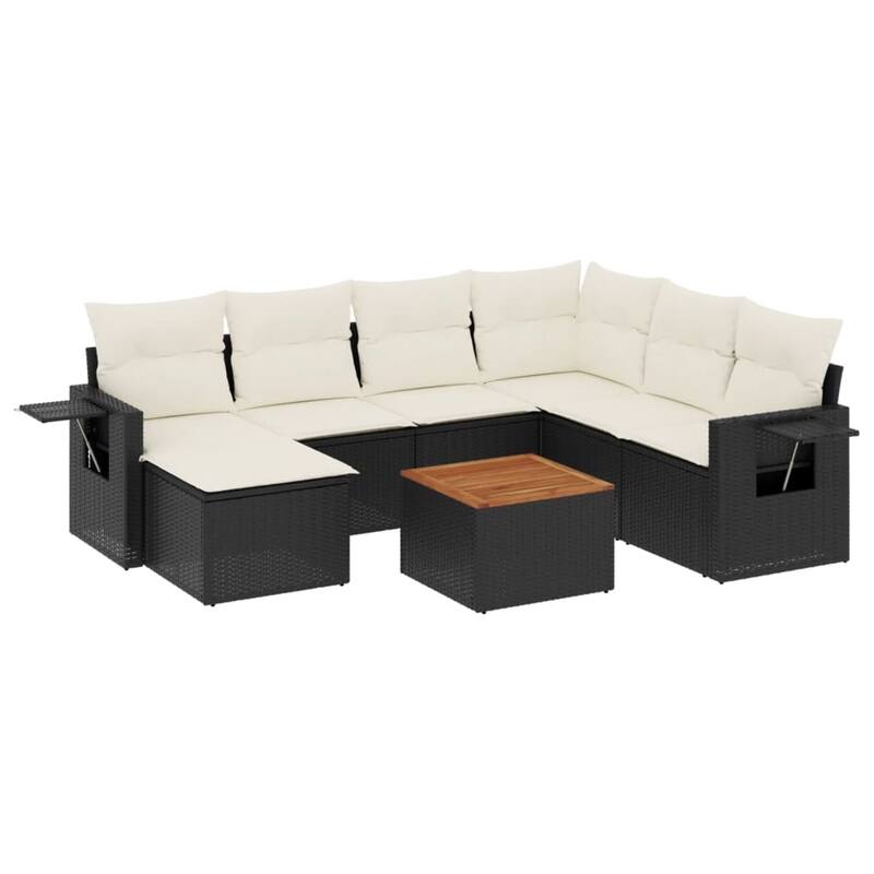 vidaXL Patio Sofa Set with Cushions Outdoor Furniture 8 Piece Poly Rattan