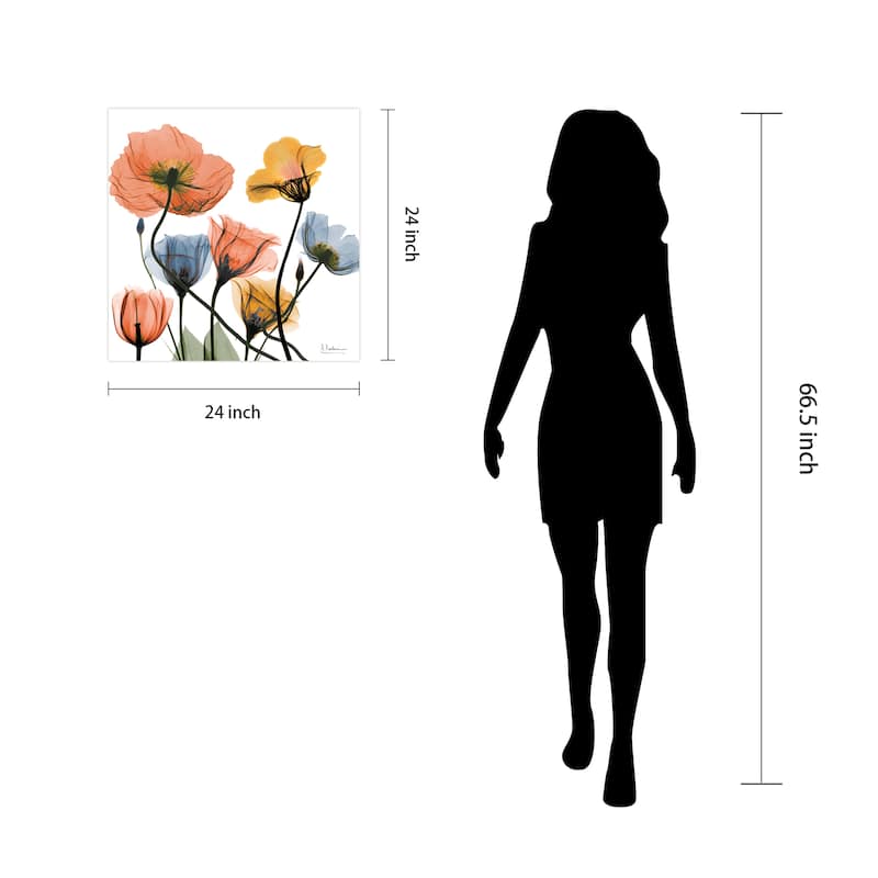 "Flowers and Ferns" Frameless Free Floating Tempered Glass Panel Graphic Wall Art