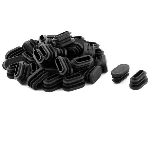 Chair Feet Plastic Oval Shaped Flat Base Tube Pipe Inserts Black 40 PCS