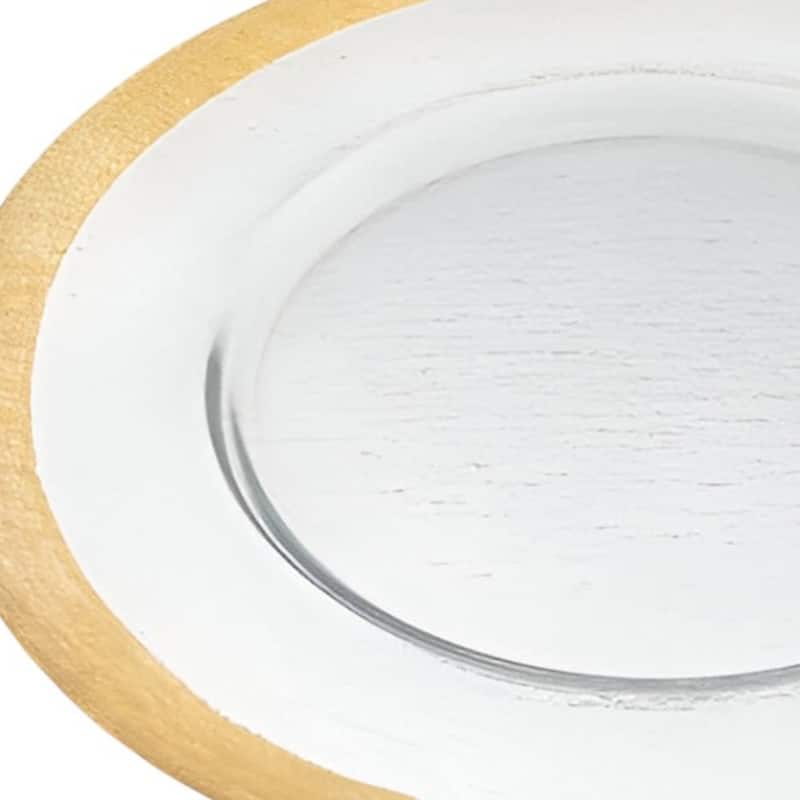 HomeRoots 13" Clear And Gold Glass Charger Plate