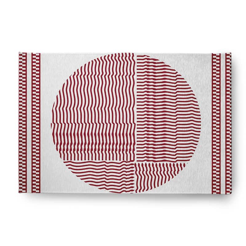 Geo Circle Rug - Sporty Red - 2' x 3'