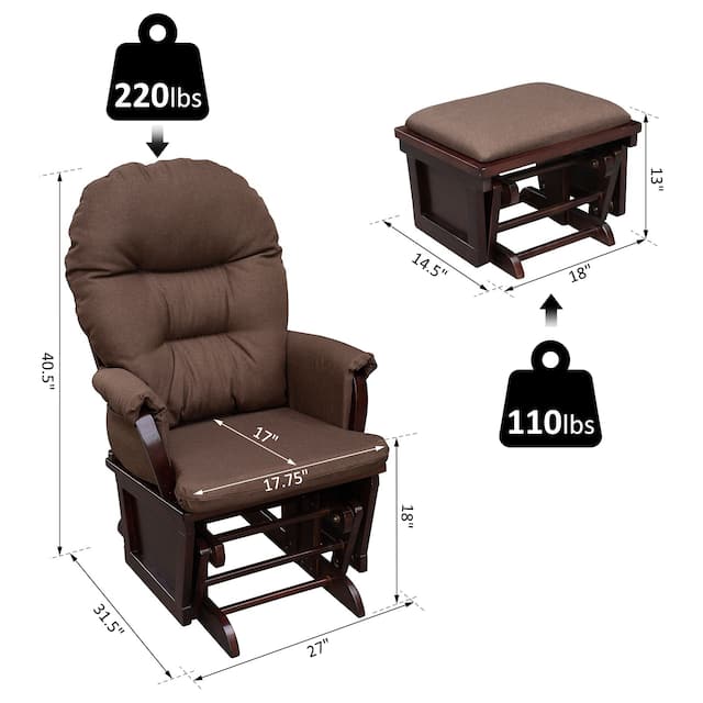 Nursery Glider Slider Rocking Chair with Ottoman Set Overstock 28258359
