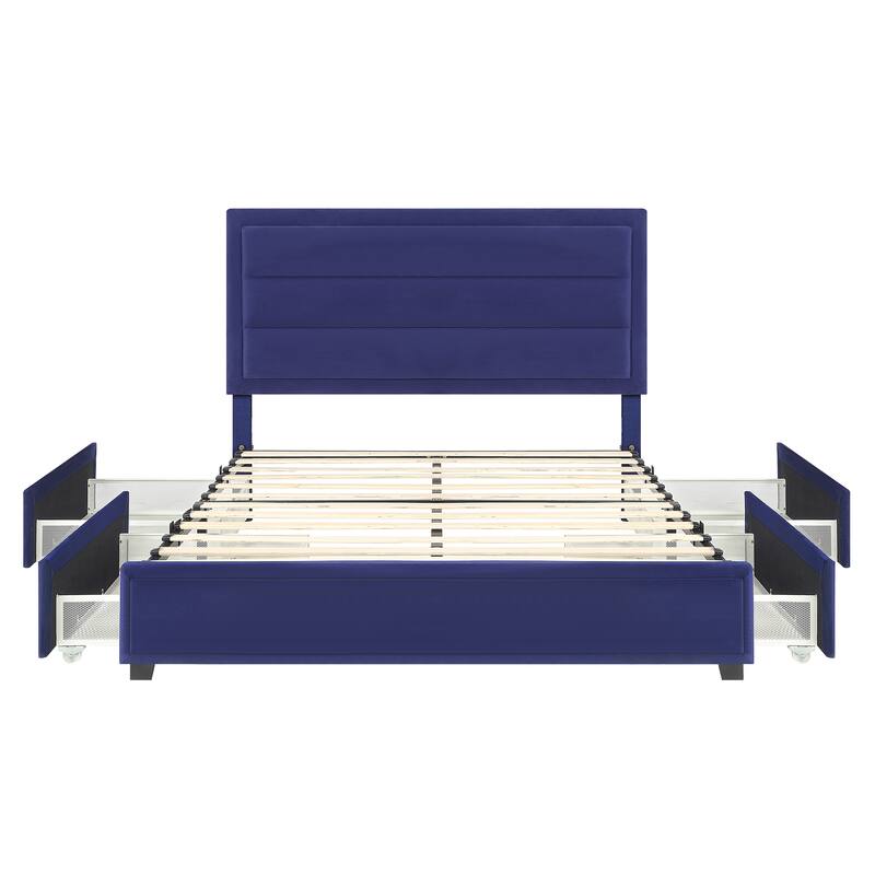 Furniture of America Naxime Modern 4-Drawer Fabric Platform Bed