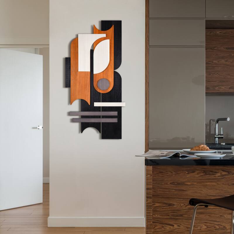 "Honeyed Dusk" Hand Made & Hand Finished Dimensional Solid Paulownia Wood Abstracts Wall Art