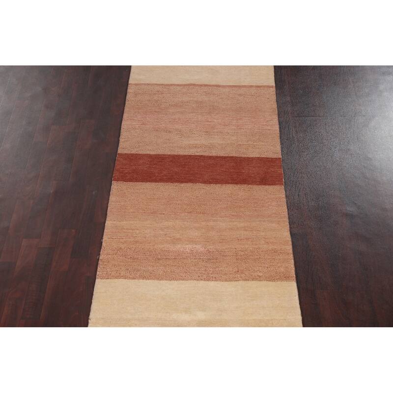 Contemporary Gabbeh Kashkoli Oriental Wool Runner Rug Handmade Carpet - 3'2" x 15'11"