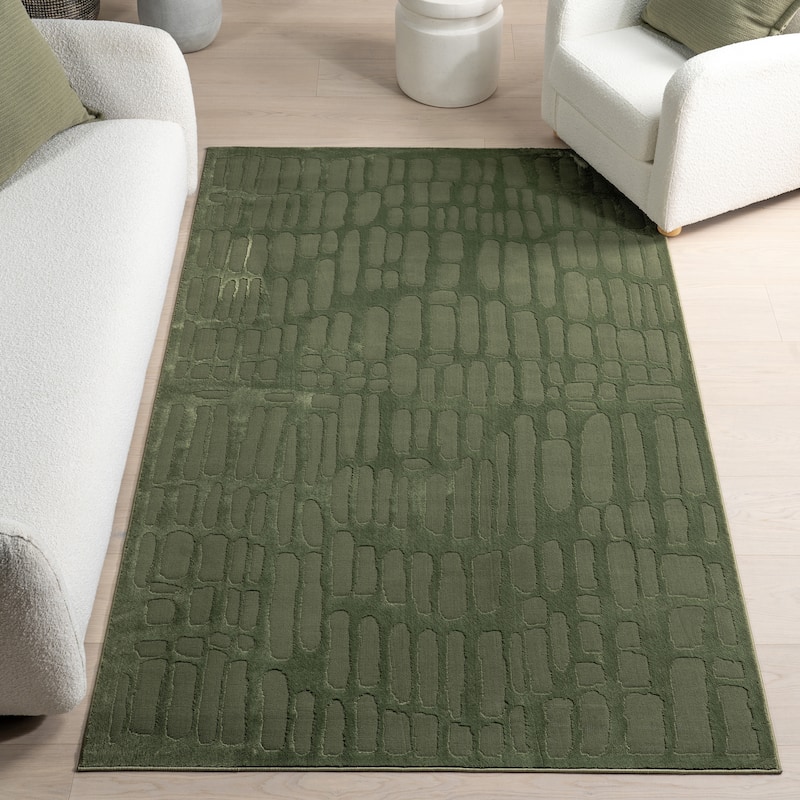 Nuloom Belen Modern Abstract Area Rug - 5' x 8' - Forest Green - Rectangle