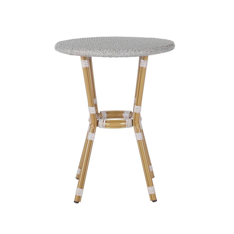 Arthur Outdoor French Cafe Set - Aluminum and Wicker - Gray/Bamboo Finish by Christopher Knight Home