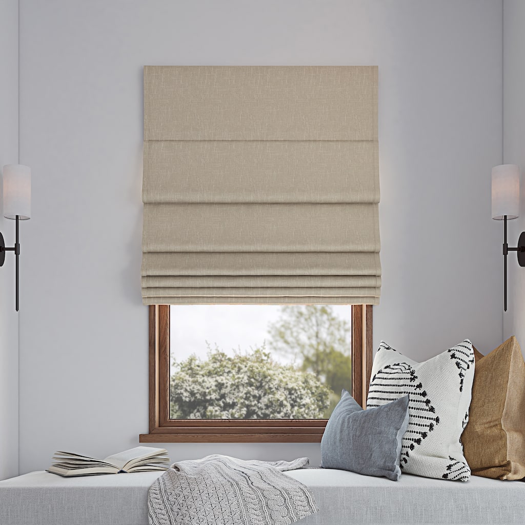 Sun Zero Pryer Textured Total Blackout Cordless 1-Piece Roman Shade
