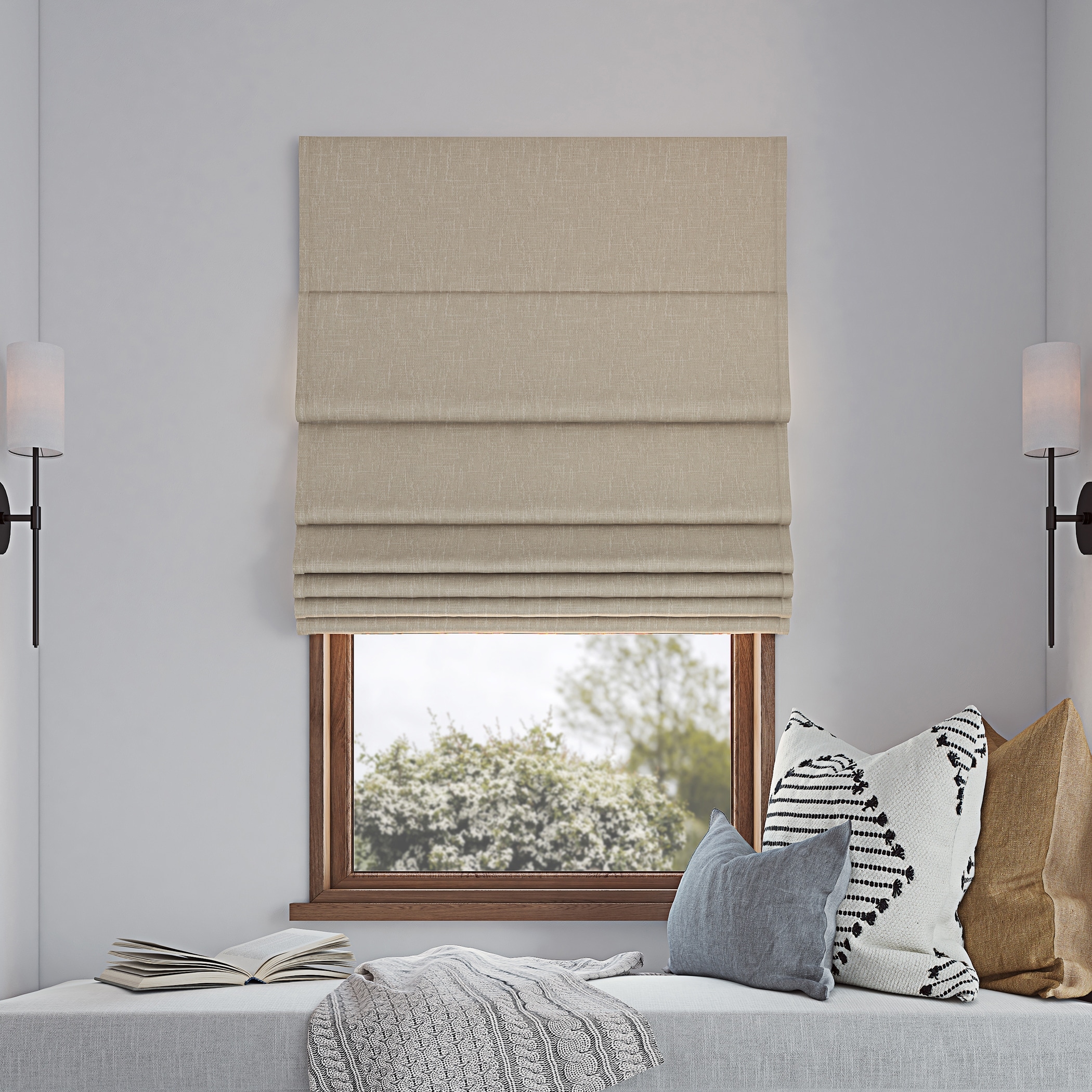Sun Zero Pryer Textured Total Blackout Cordless 1-Piece Roman Shade