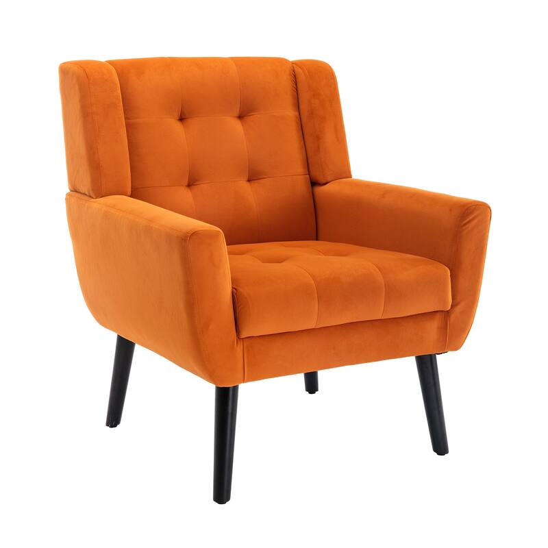Modern Soft Velvet Armchair, Ergonomics Accent Chair W/Curved Back, Upholstered Single Sofa With 250 Lbs Weight Capacity