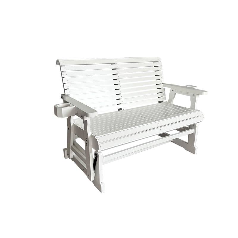 Patio Glider with Cup Holders, High Roll Back and Deep Contoured Seat, Heavy Duty 800 LB