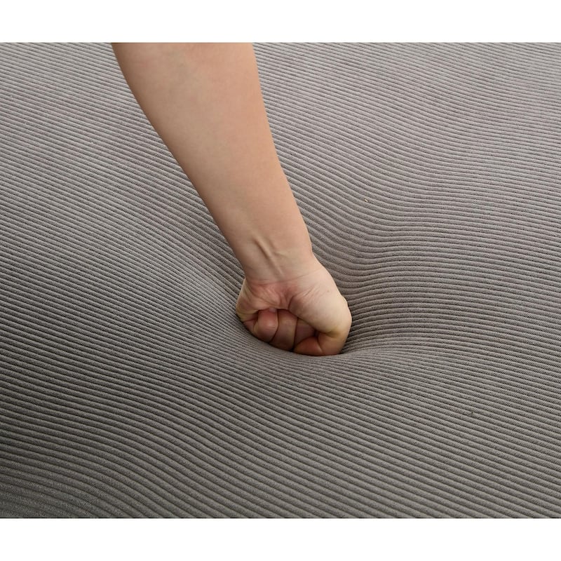 3-Seat L-Shaped Sleeper Sofa Bed with Movable Armrests and Corduroy Fabric