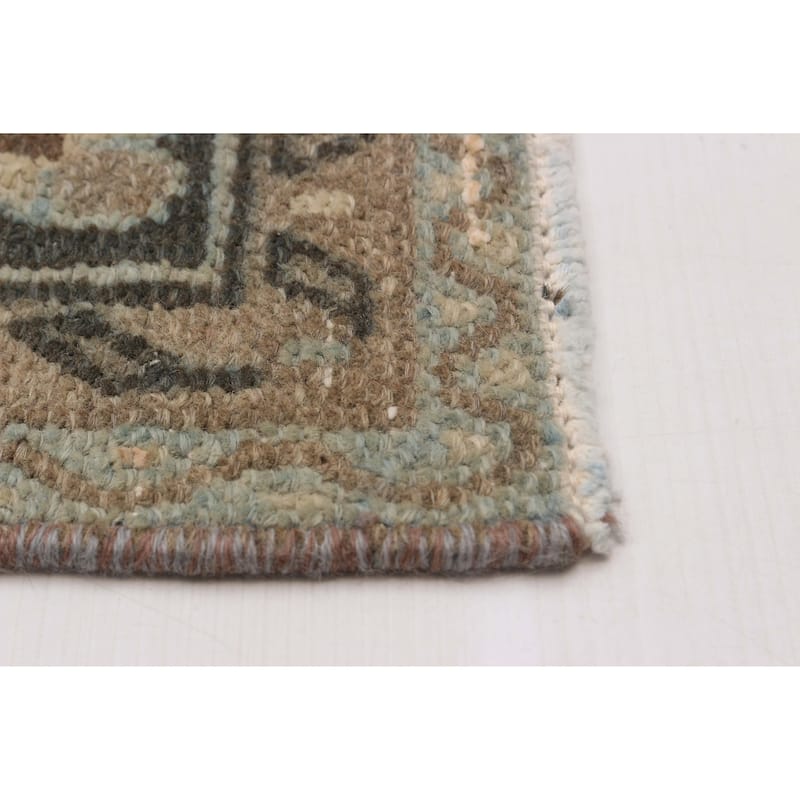 ECARPETGALLERY Hand-knotted Antalya Vintage Khaki Wool Rug - 6'8 x 9'4