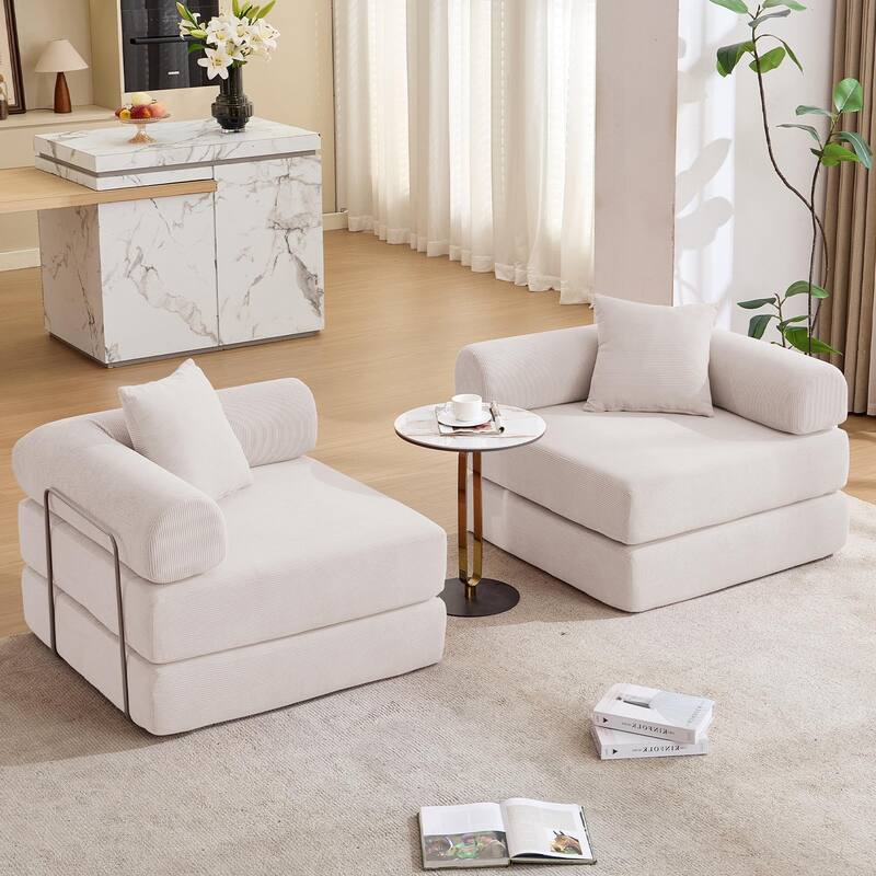 Modular Couch Sofa Bed, Convertible Design with Removable Armrests,Folding Mattress Couch for Small Spaces ,No Assembly